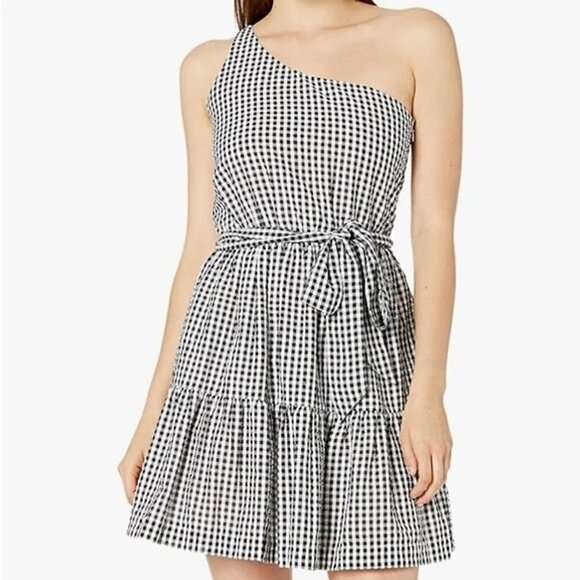 Vineyard Vines Gingham Seersucker One Shoulder Dress, Size 0 - Picture 1 of 6